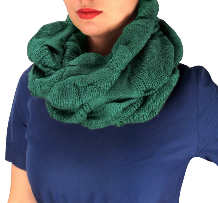 Teal Cowl Neck Loop Scarf Winter Knit Thick Neck Warmer