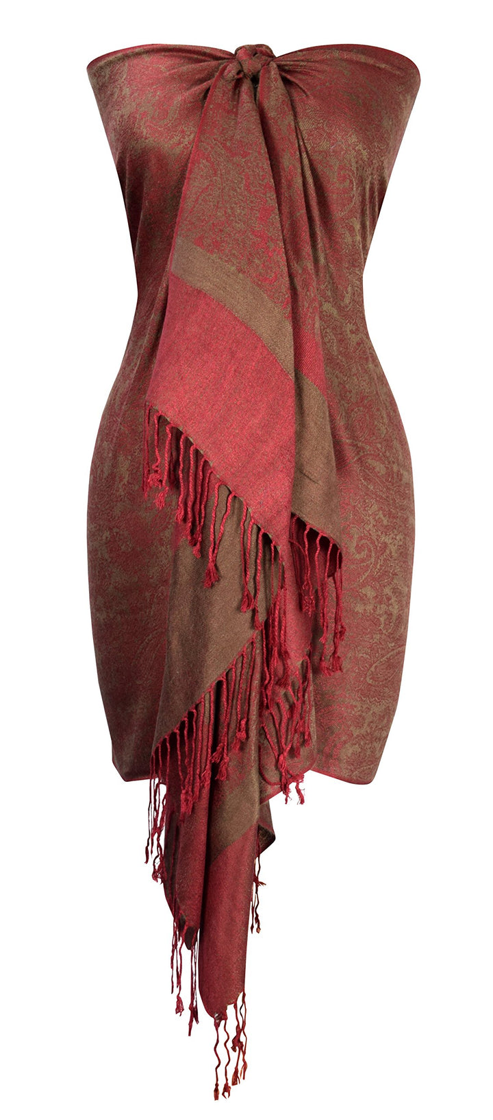 Peach Couture Elegant Vintage Jacquard Paisley Feel Shawl Wrap Scarf