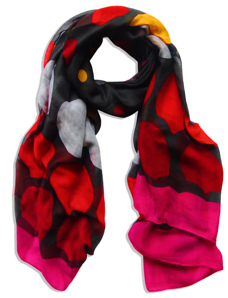Black Peach Couture Vintage Multicolored Classic Bright and Trendy Polka Dot Scarf
