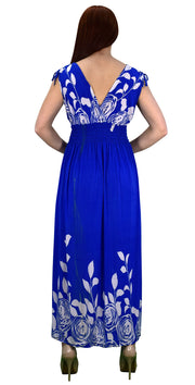 Gypsy Floral Rose Print Sleeveless Elastic Waist Boho Maxi Dress