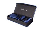Men's Silk Feel Necktie Cufflinks Pocket Square Handkerchief Set