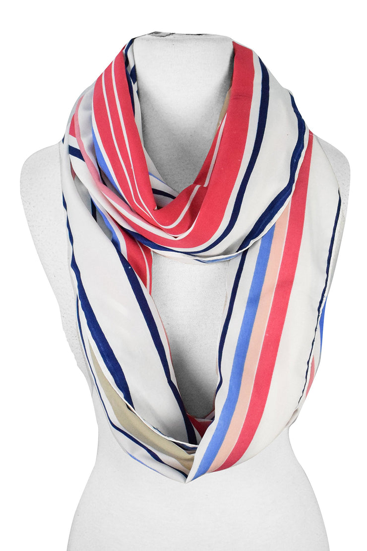 Peach Couture Sassy Stripes Vintage Style Multi Color Light Infinity Loop Scarf