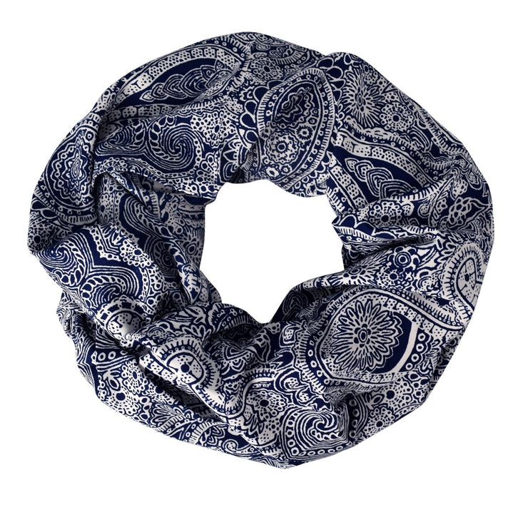Navy Peach Couture Chic Graphic Paisley Printed Infinity Loop Scarf Various Colors
