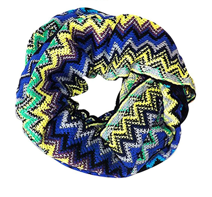 Navy Navy Knitted Chevron Multicolor Zigzag Infinity Loop Scarf