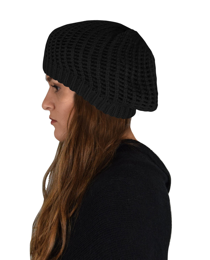 Winter Warm Double Layer Crochet Knit Beret Beanie Slouchy Hat