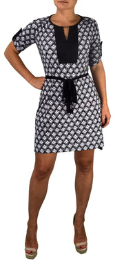 Peach Couture Women's Geometric Square Hi Low Mid-Length Shift Dress