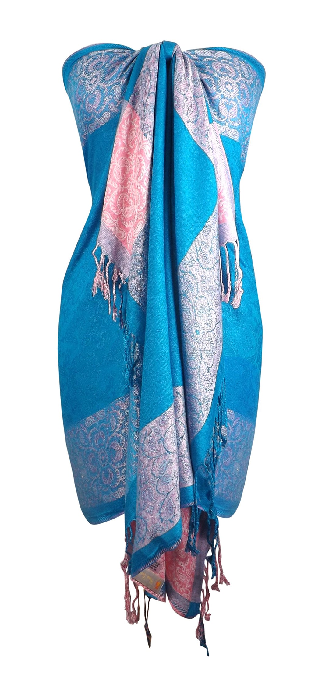 Paisley Floral Border Reversible Pashmina Shawl