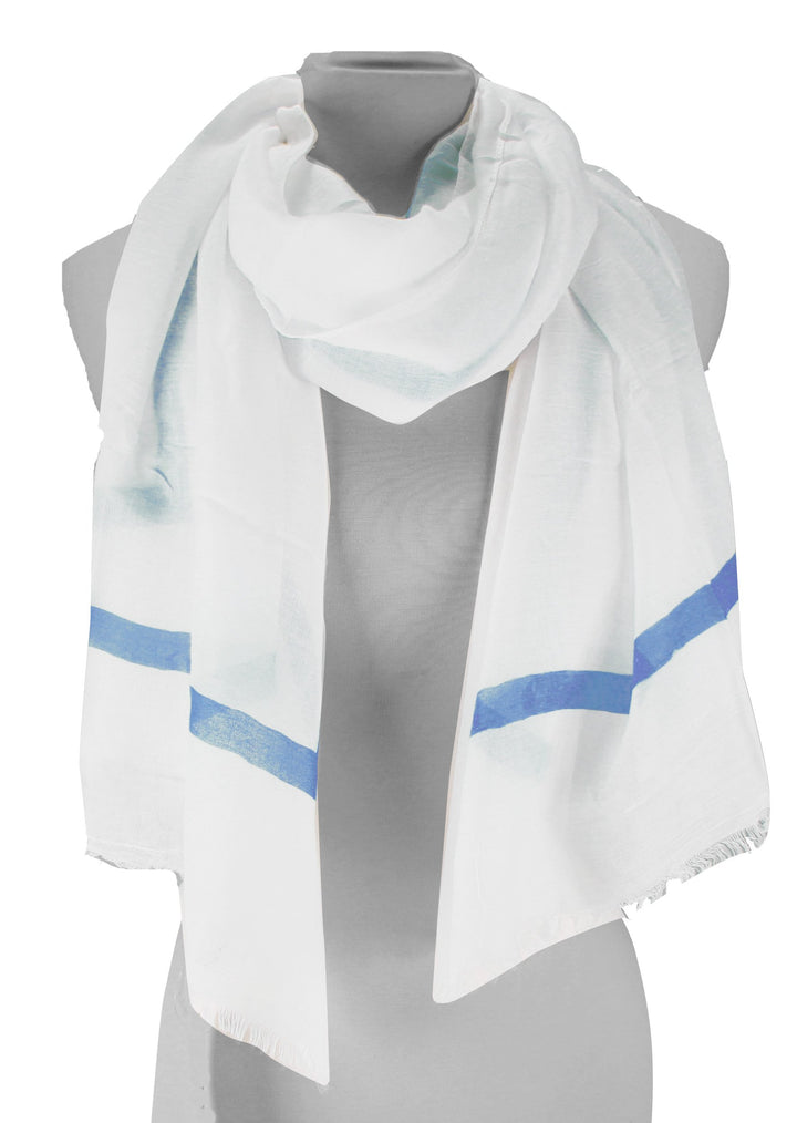 Vintage Block Stripe Cotton Blend Scarf