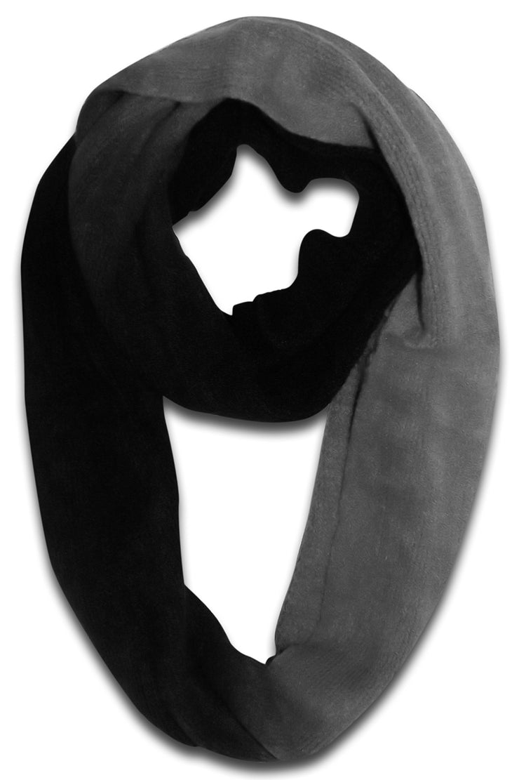 Grey/Black Peach Couture Cashmere feel Gorgeous Warm Two Toned Infinity loop neck scarf snood