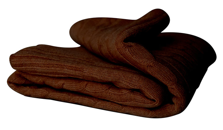 Cable Knit Cashmere Wool Throw (50x60")