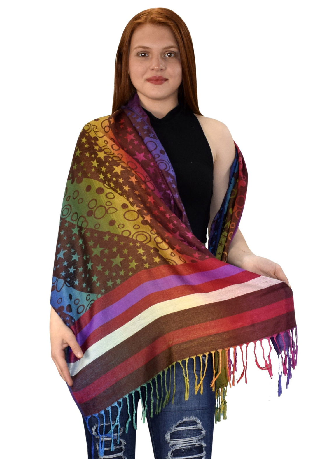 Rainbow Silky Tropical Pashmina Shawl