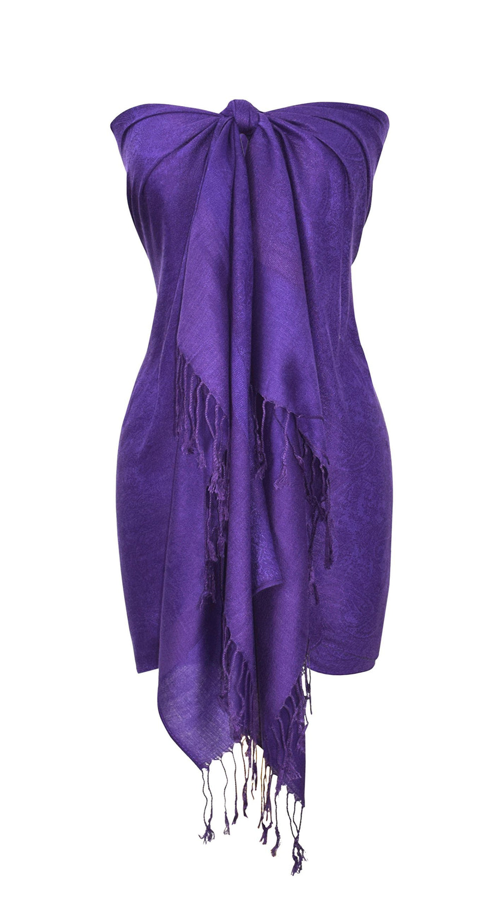Deep purple and peach elegant vintage jacquard paisley pashmina shawl wrap.