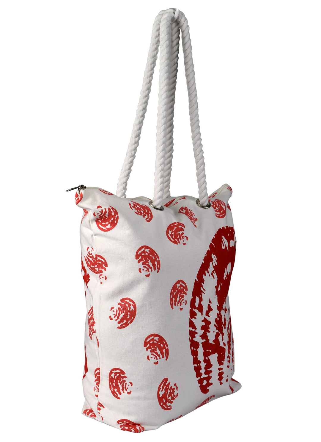 Seashells Print Cotton Canvas Beach Tote