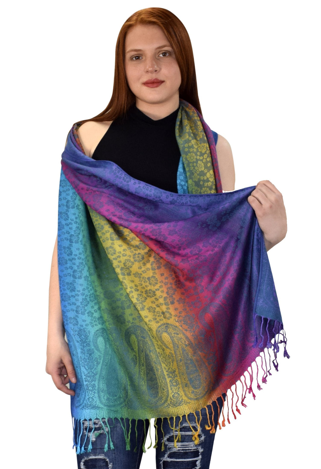 Rainbow Silky Tropical Pashmina Shawl