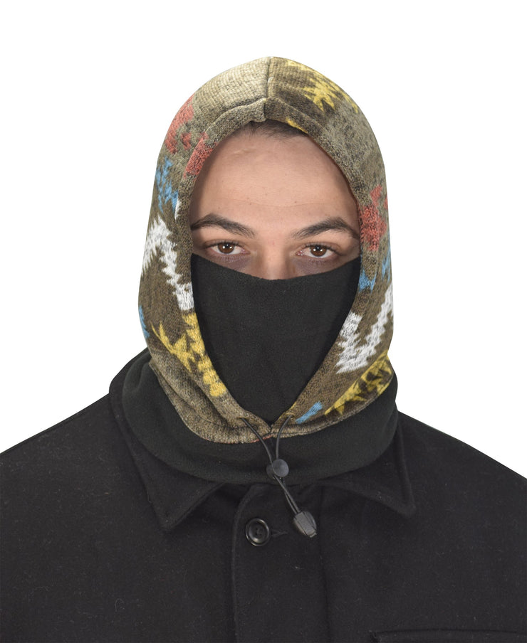 Thick Knit One Hole Facemask Balaclava Snowboarding Biker Mask (Zigzag Taupe)