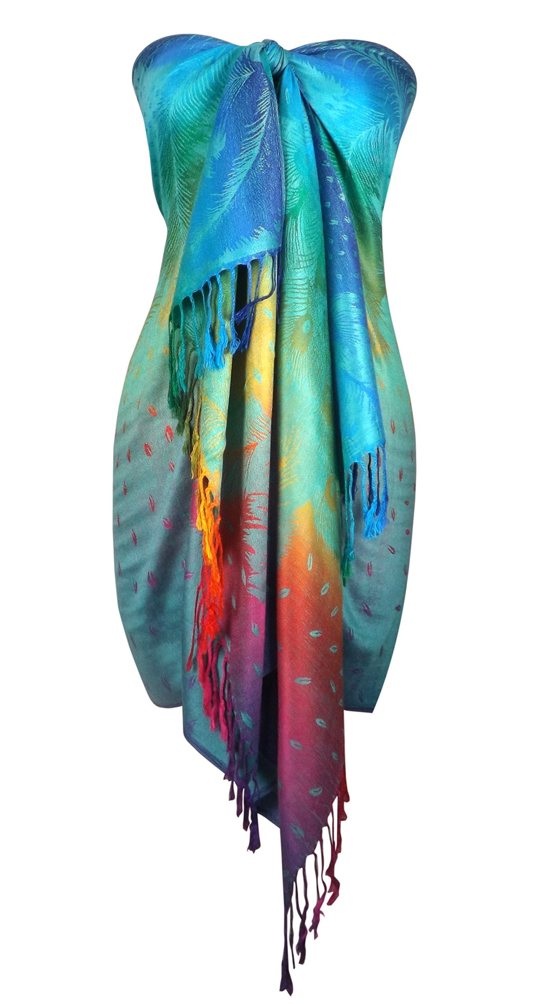 Rainbow Silky Tropical Pashmina Shawl