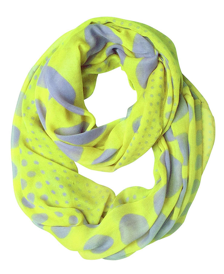 Lime and Blue Peach Couture Vintage Multicolored Classic Bright Polka Dot Infinity Loop Scarf