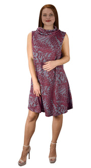 Cowl Neck Printed Sleeveless Designer Sweater Dress