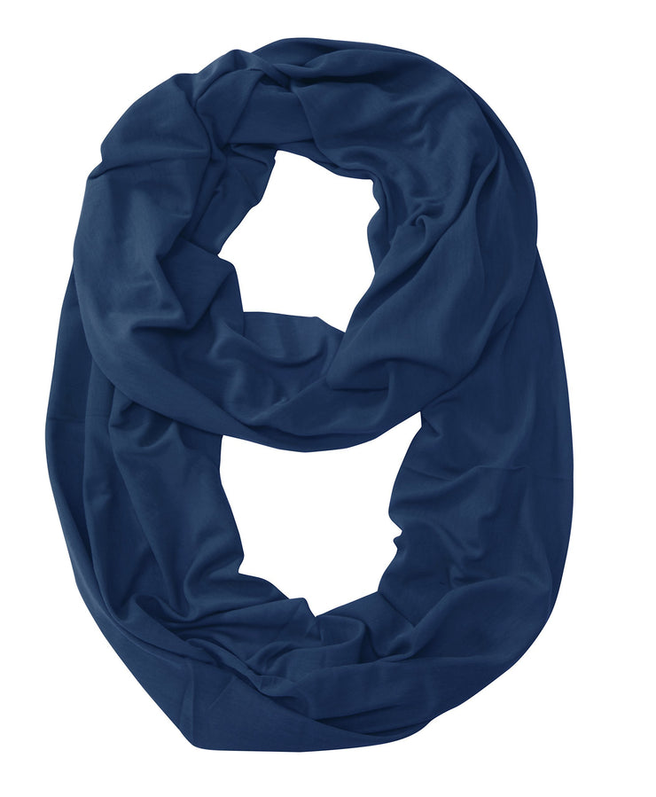 Navy Blue Peach Couture All Seasons Jersey Woven Cotton Infinity Loop Scarf