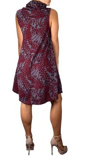 Cowl Neck Printed Sleeveless Designer Sweater Dress