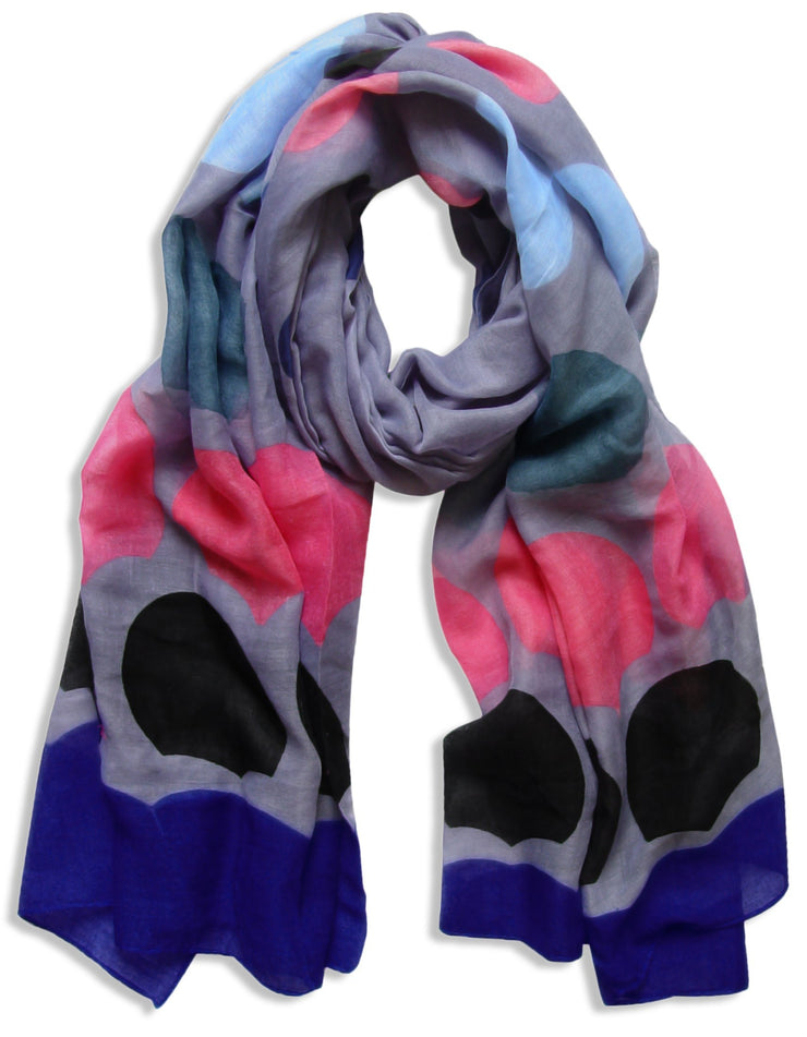 Indigo/Navy Peach Couture Playful Modern Multicolored Polka Dot Scarf wrap shawl