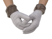 Classic Cable Knit Plush Fleece Lined Double Layer Winter Gloves