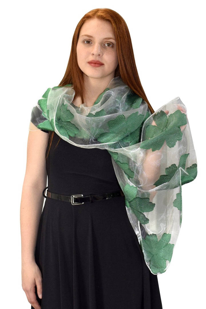 Floral Embroidered Burnout Summer Scarf