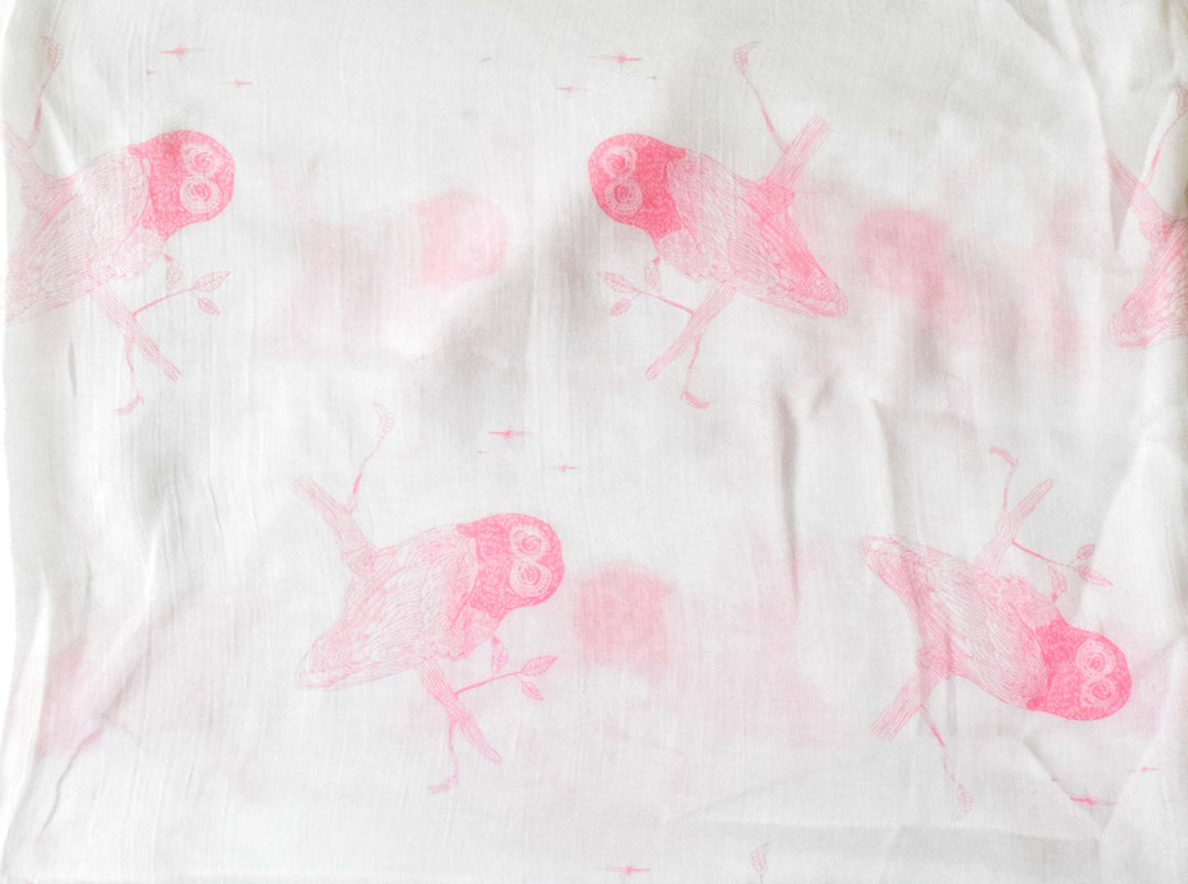 Lightweight Graphic Animal Owl Print Summer Fringe Scarf