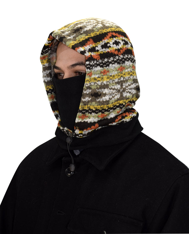Thick Knit One Hole Facemask Balaclava Snowboarding Biker Mask (Black/Orange)
