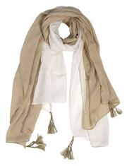 Sheer Lightweight Color Block Scarf Shawl Wrap with Tassels