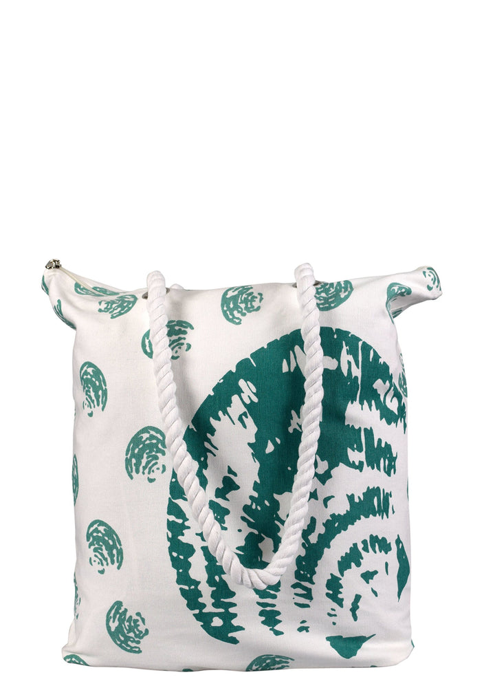 Seashells Print Cotton Canvas Beach Tote