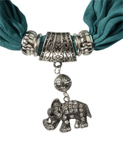 Womens Elegant Elephant Luxury Rhinestone Pendant Necklace Scarf