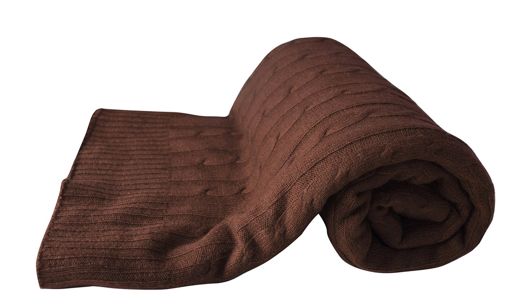 Cable Knit Cashmere Wool Throw (50x60")