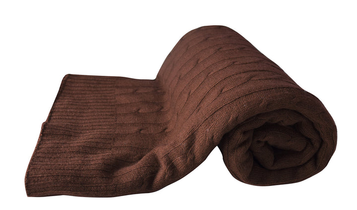 Cable Knit Cashmere Wool Throw (50x60")