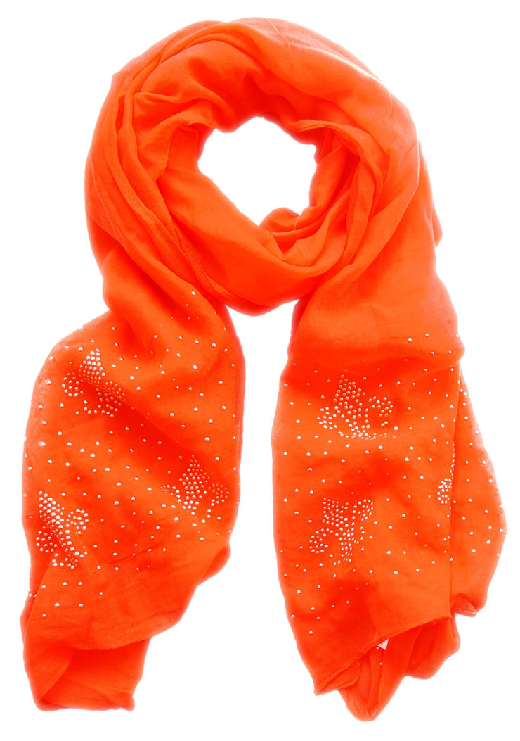 Orange Peach Couture Classic Glittering Sparkle Studded Scarf Shawl Wrap