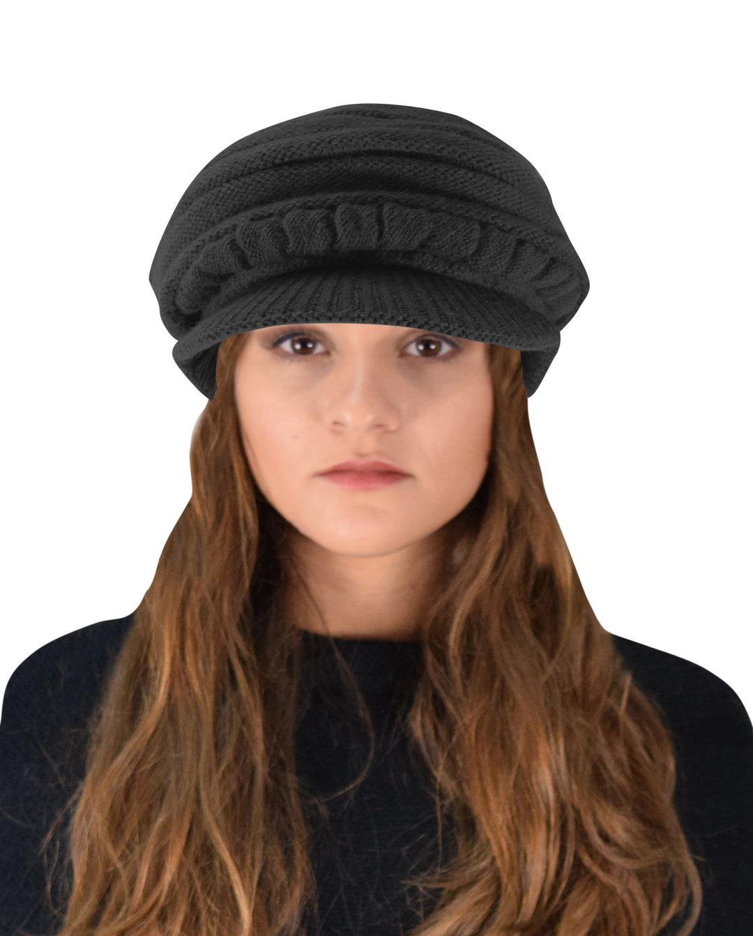 Winter Warm Double Layer Crochet Knit Hat Beanie Slouchy with Visor