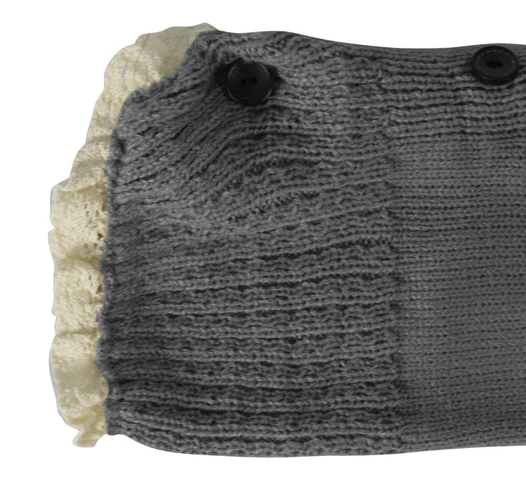 Womens Luxury Warm Chic Winter Knitted Button Up Boot Cut Leg Warmers