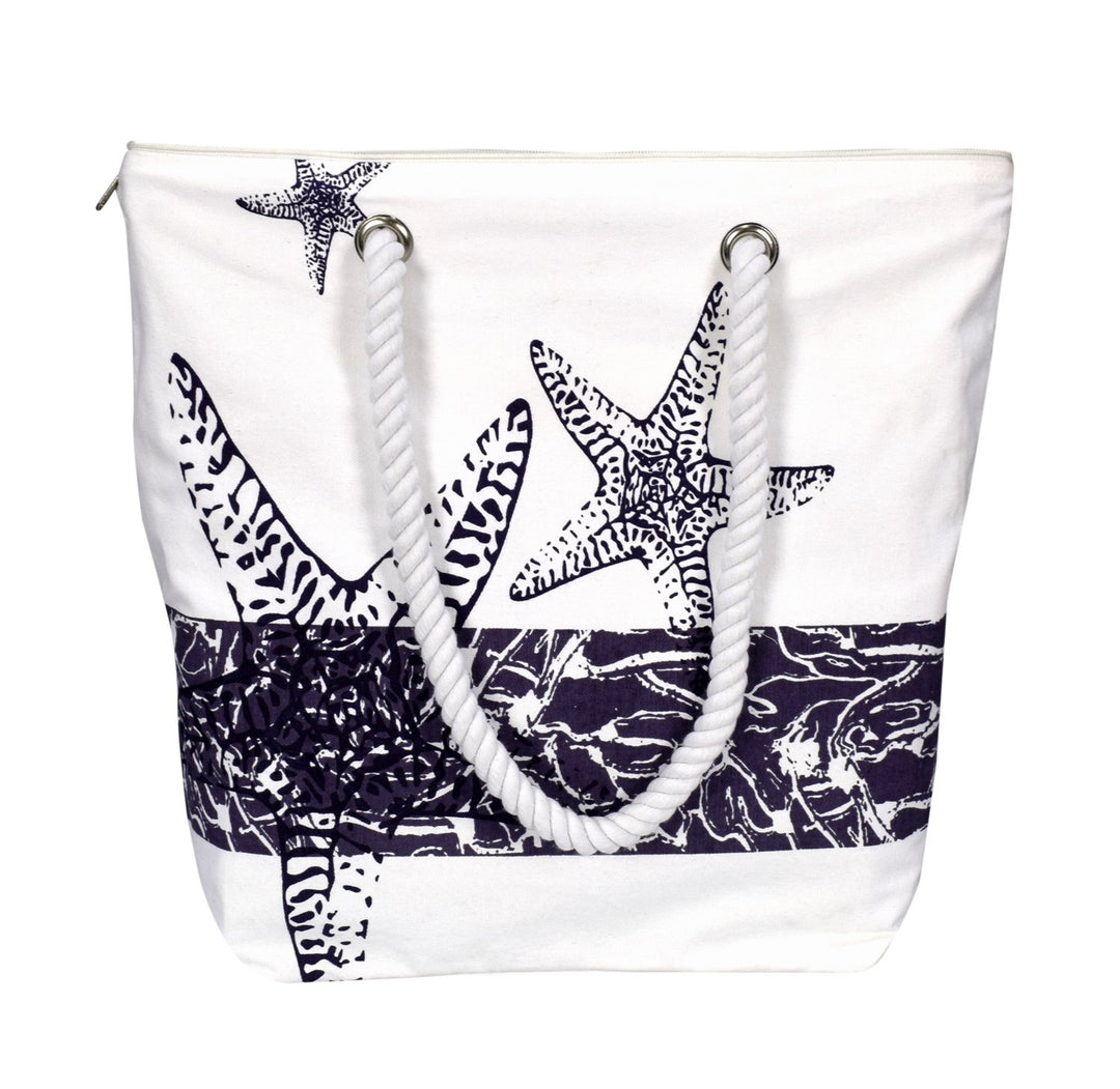 Starfish Design Cotton Canvas Beach Tote