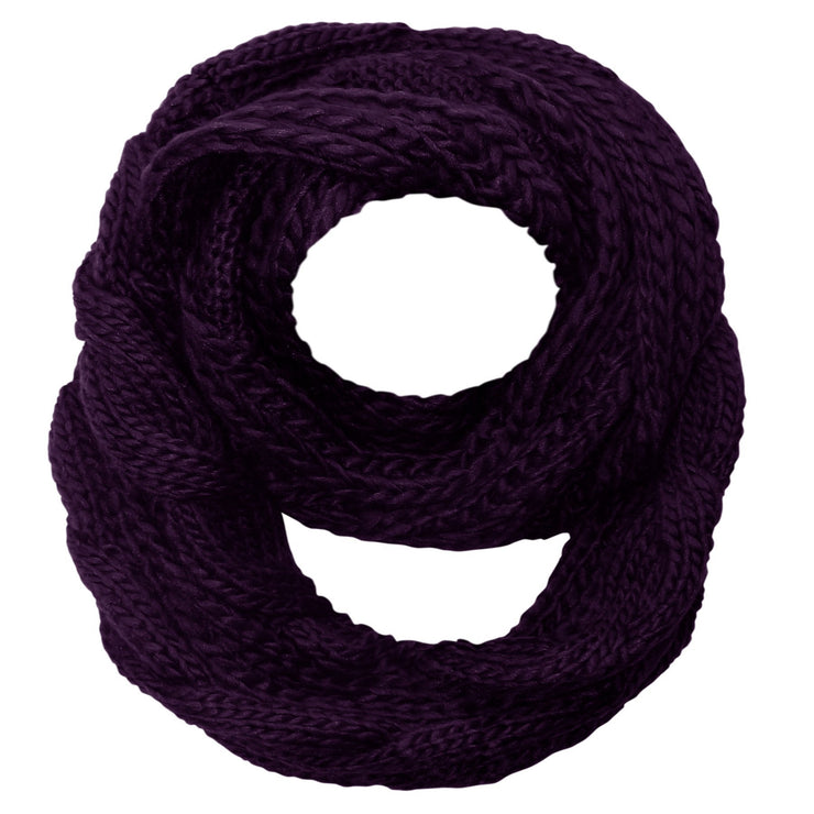 Cable Knit Purple Peach Couture Cable Knit Chunky Winter Warm Infinity Loop Scarf