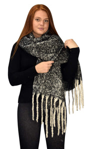 Winter Soft and Warm Cashmere Feel Tasseled Knitted Chunky Wrap Scarf