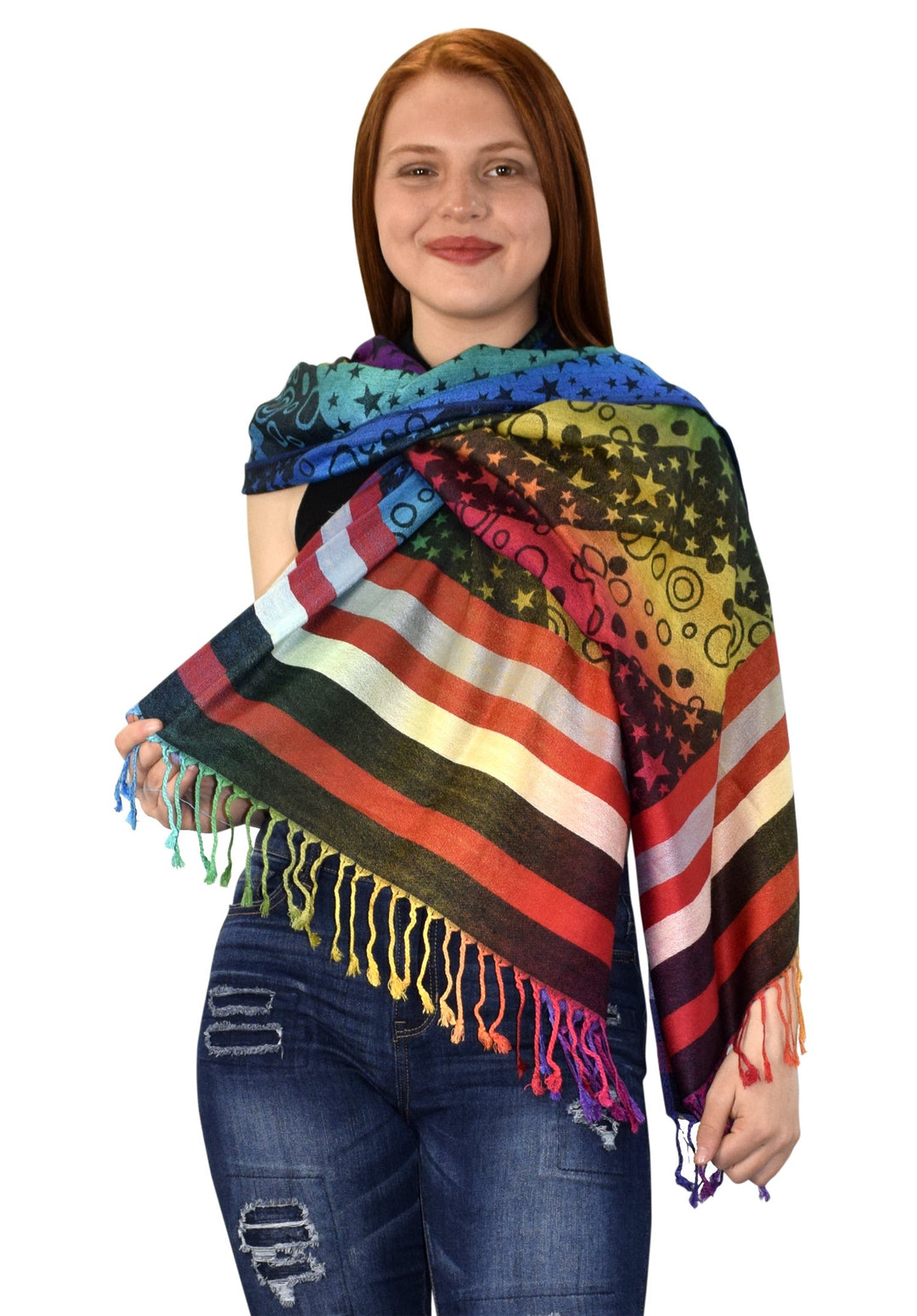 Rainbow Silky Tropical Pashmina Shawl