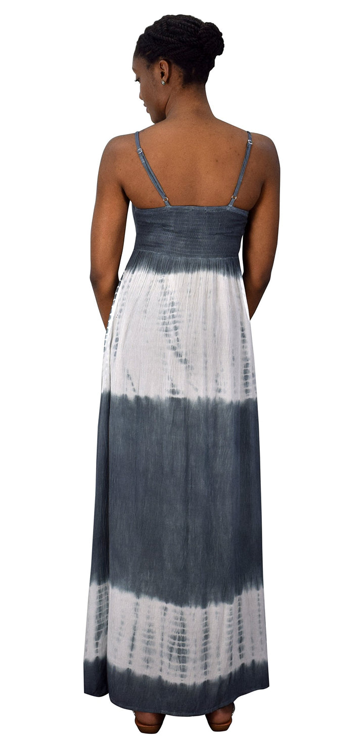 Summer Fashion Womens Spaghetti Strap Tie Dye Crepe Maxi Dresses