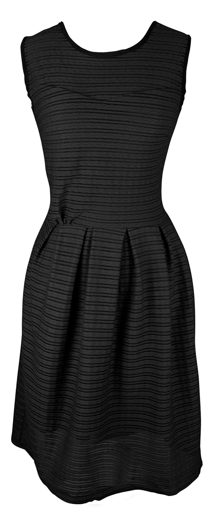 Womens Solid Color Chic Sleeveless Ribbed Skater Dress