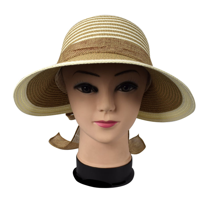 Womens Floppy Bow Knot Asymmetric Wide Brim Panama Sun Hat