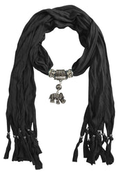 Womens Elegant Elephant Luxury Rhinestone Pendant Necklace Scarf