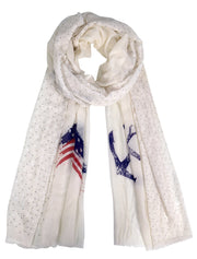 Nautical Anchor and Dainty Heart Print Light weight Summer Scarf