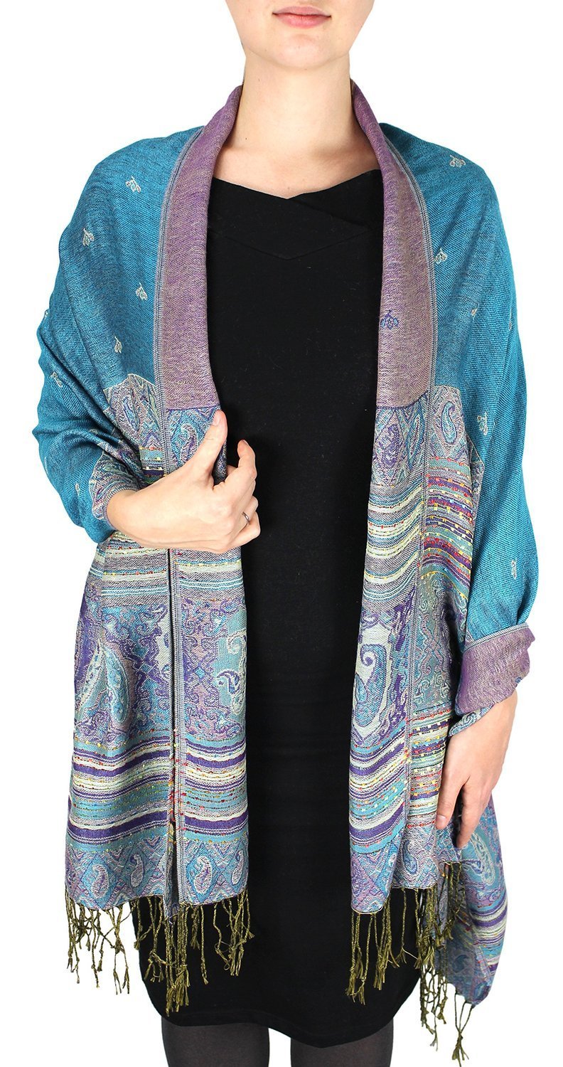 Tribal Border Reversible Bohemian Pashmina Shawl