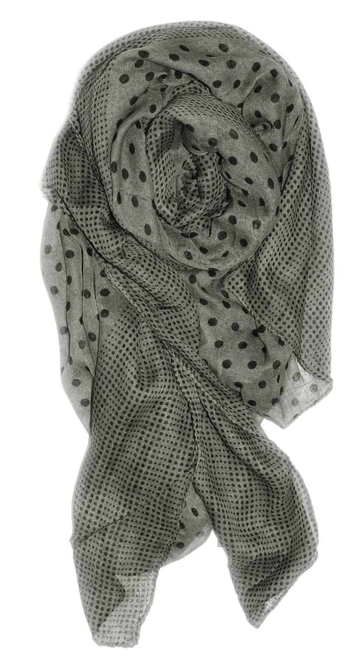 Grey/Black Peach Couture Soft Lightweight Fashion Charming Polka Dot Sheer Scarf Shawl Wrap
