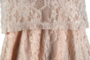 Peach Couture Lace Overlay Sleeveless Mini Solid Color Summer Dress