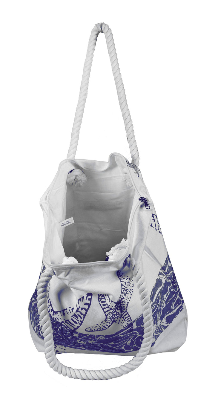 Starfish Design Cotton Canvas Beach Tote